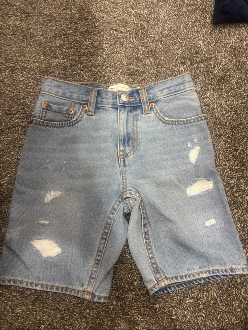 Boys Light Blue Distressed  Denim Shorts